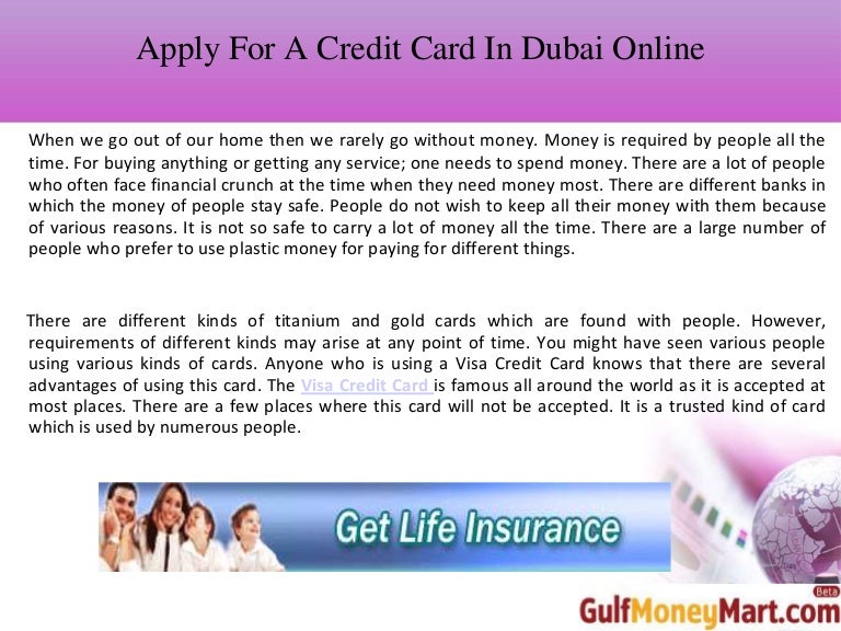 Apply For A Credit Card In Dubai Online