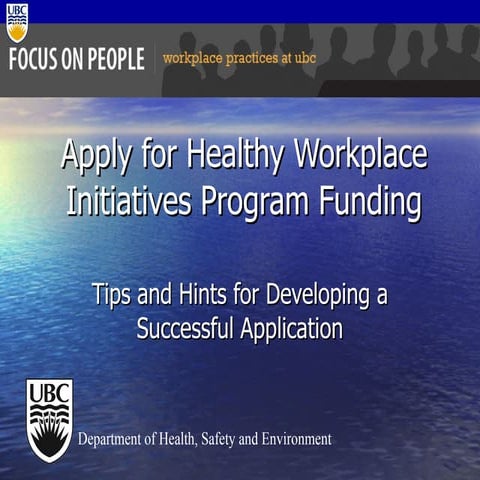 Apply For Healthy Workplace Initiatives Program Funding
