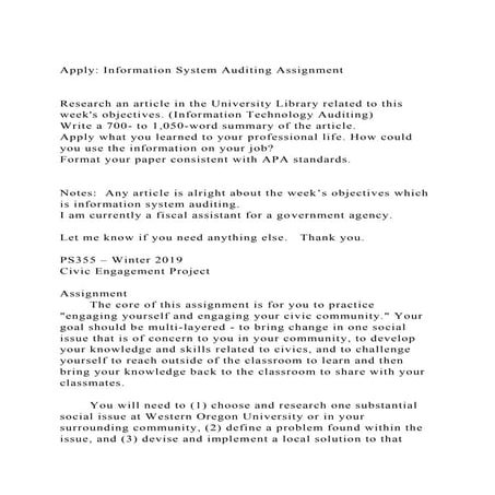 Apply Information System Auditing AssignmentResearch an art.docx