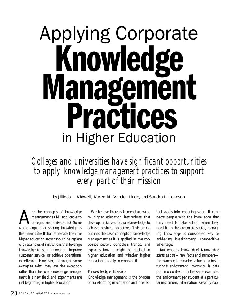Applying Corporate Knowledge Management