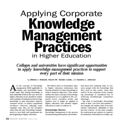 Applying  Corporate  Knowledge  Management