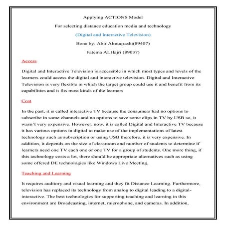 Applying actions model