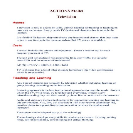 Applying actions model de technologies (e.g., printed materials, c ds, tv, internet…)