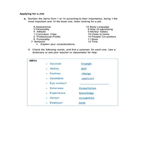 Applying for a job | DOCX