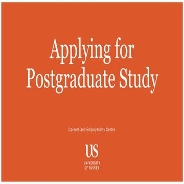 Applying for Postgraduate Study