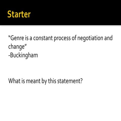 Applying genre theory to own work