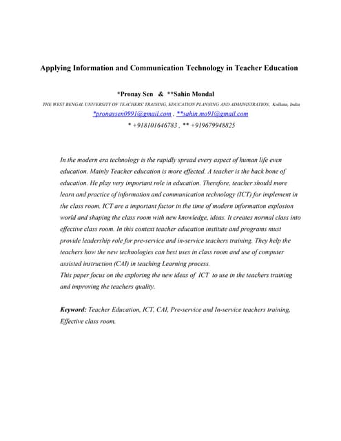 Use of ICT in teaching and learning | PDF | Internet | Computing