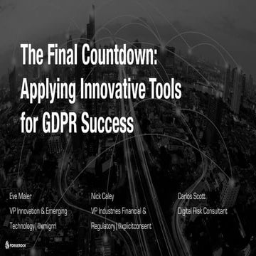 Applying Innovative Tools for GDPR Success