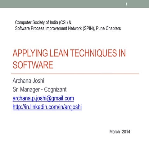 Applying lean techniques in software 