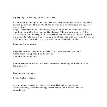Applying Learning Theory to LifePrior to beginning work on t.docx