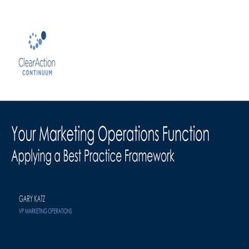 Applying Marketing Operations Best Practice Framework