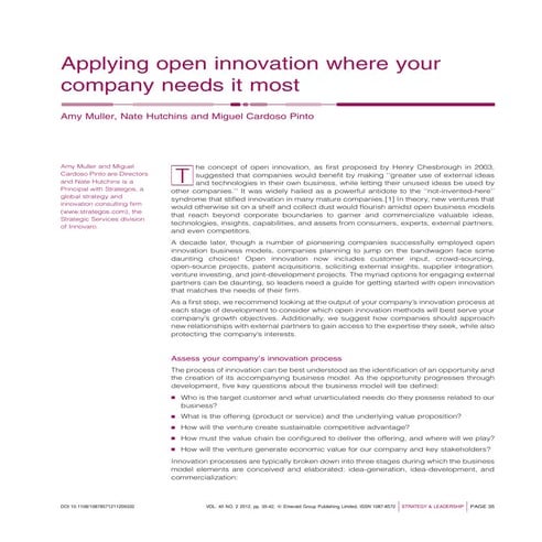 Applying open Innovation