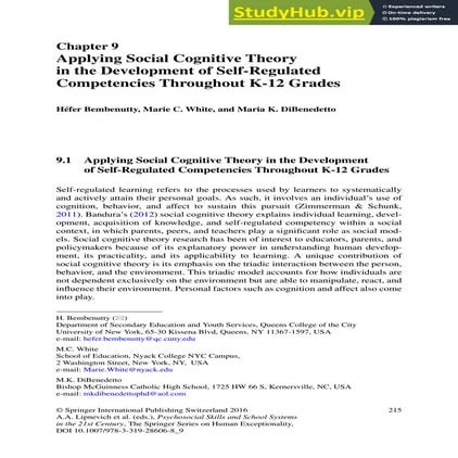 Applying Social Cognitive Theory In The Development Of Self-Regulated ...