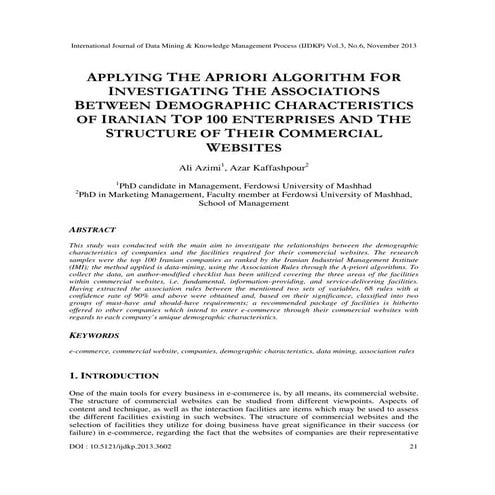 Applying the apriori algorithm for investigating the associations between dem...