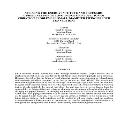 Applying the energy institute and prci paper  gmc