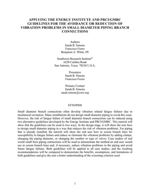 ACOUSTICALLY INDUCED VIBRATION (AIV) & FLOW INDUCED VIBRATION (FIV ...