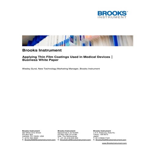 Applying Thin Film Coatings in Medical Devices