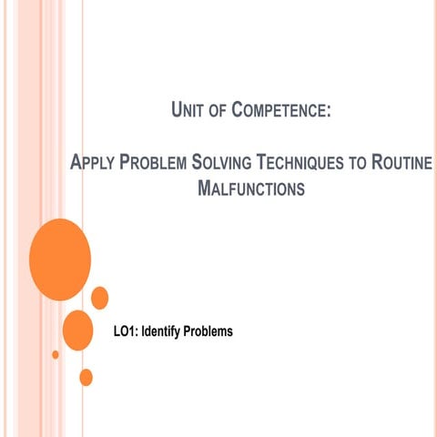 Apply Problem Solving Techniques to Routine Malfunctions.pptx | IT and ...
