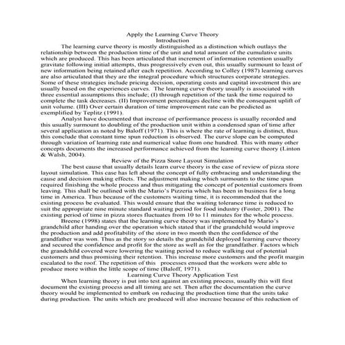 Apply the learning curve theory
