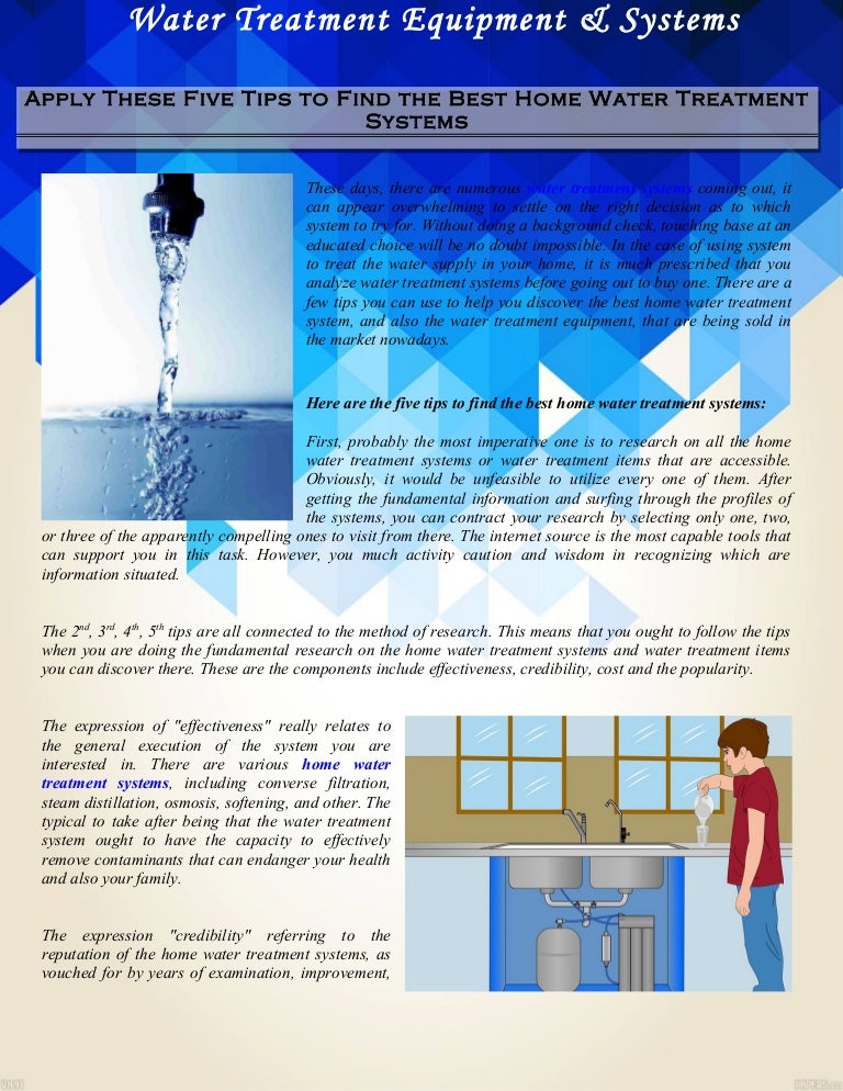 Apply These Five Tips to Find the Best Home Water Treatment Systems