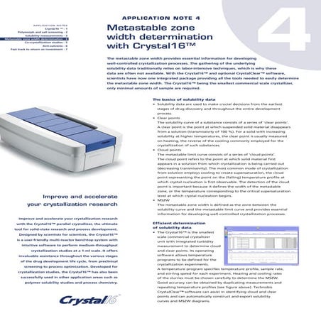 Application Note: Crystal16 and Metastable Zone Width Determination | PDF
