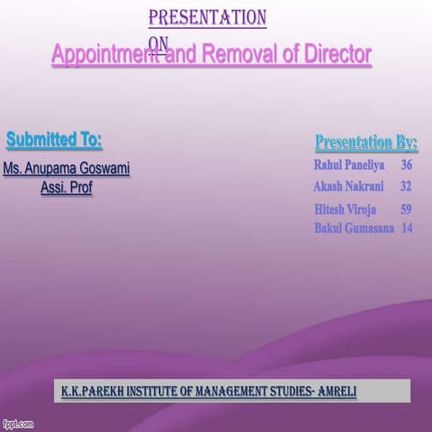 Appointment and removal of director