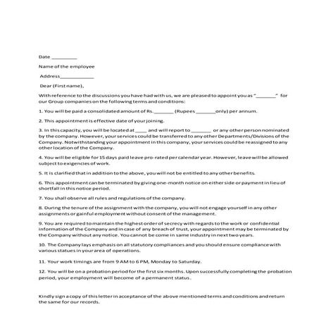 Intimation letter | DOCX