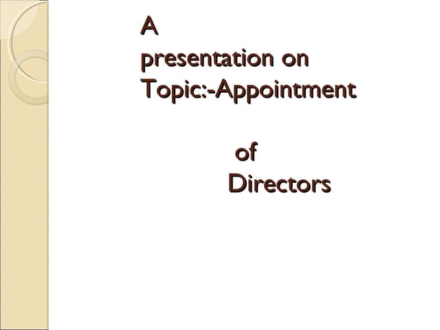 Appointment of directors