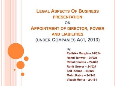 Appointment of directors   ca,2013