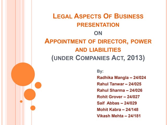 Appointment of directors   ca,2013