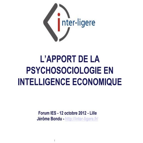 Apports de la psychologie sociale à l&rsquo;intelligence économique