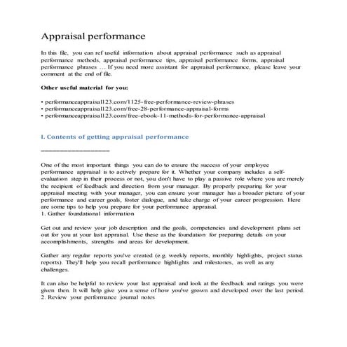 Appraisal performance
