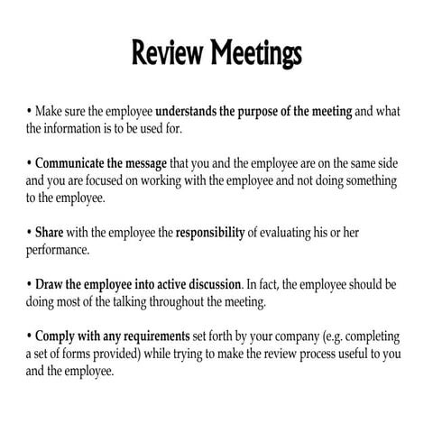 Review Meetings and Progress discipline principles