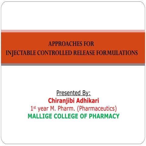 Approaches for injectable controlled release formulations
