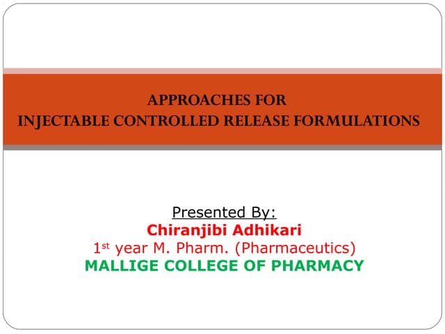 PARENTERAL CONTROLLED DRUG DELIVERY SYSTEM(PCDDS) | PPTX