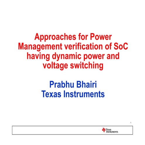 Approaches for Power Management Verification of SOC 
