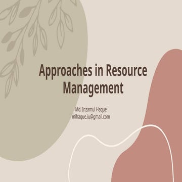Approaches in Natural Resource Management