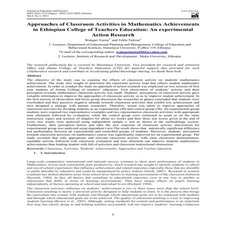 Approaches of classroom activities in mathematics achievements in ethiopian c...