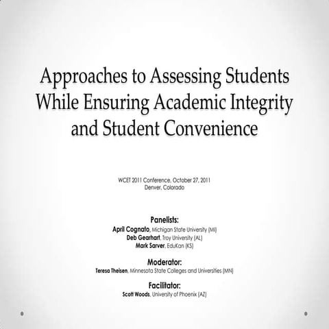 Approaches to assessing students