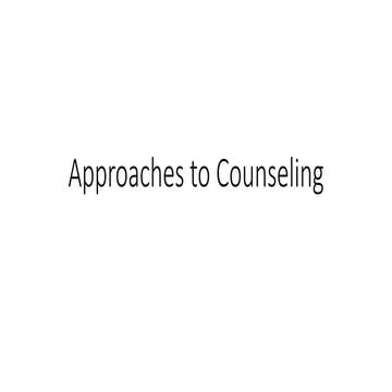 Approaches to Counseling-human resource management