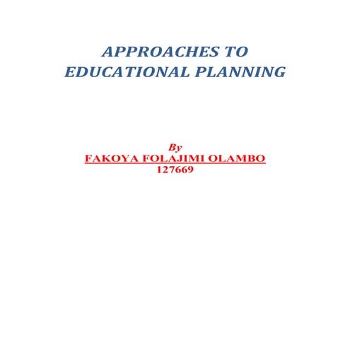 Approaches to educational planning