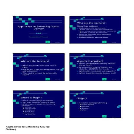 Approaches to enhancing course delivery