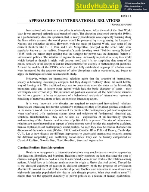 Theories of International Relations | PPTX