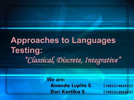 Approaches to language testing meeting # 04 | PPT