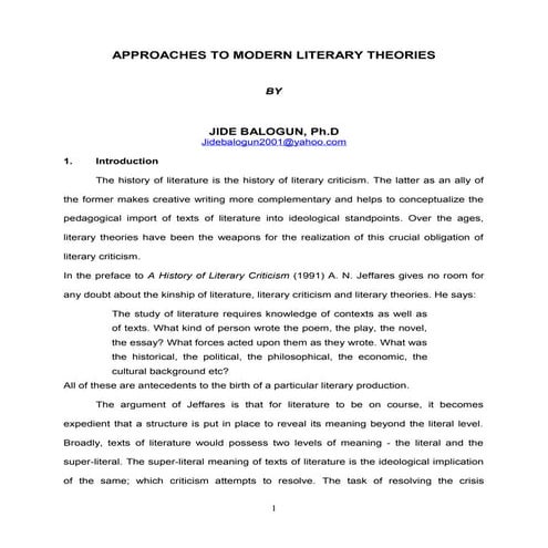 Approaches to modern literary theory