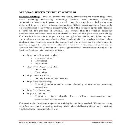 Approaches to student writing