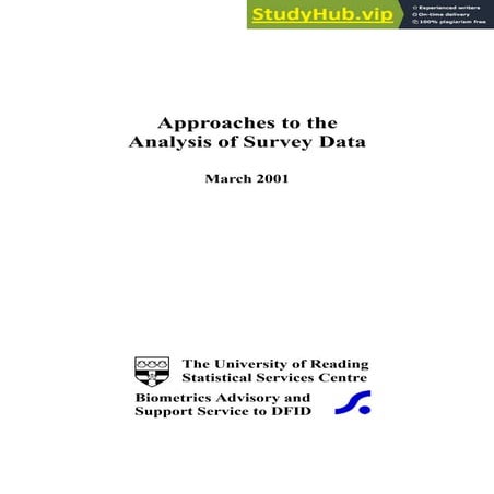 Approaches To The Analysis Of Survey Data | PDF