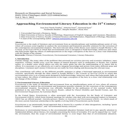 Approaching environmental literary education in the 21st century