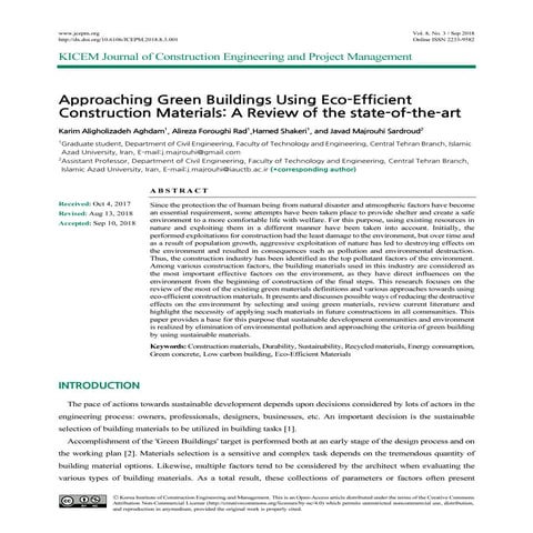 Approaching Green Buildings Using Eco-Efficient Construction Materials A Revi...