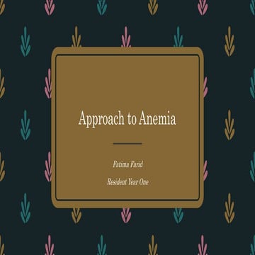 Approach to Pediatric Anemia